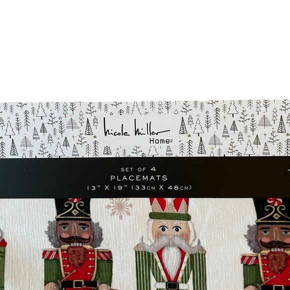 Nicole Miller NUTCRACKER Christmas Placemats 13x19 Set of 4 Holiday Pop of Color - Picture 2 of 7